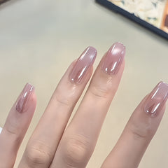 Light Purple Pink Cat Eye Square Press-On Nails