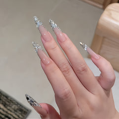Pre-Order | Icy Nude French Luxury Gem Tip Press-On Nails