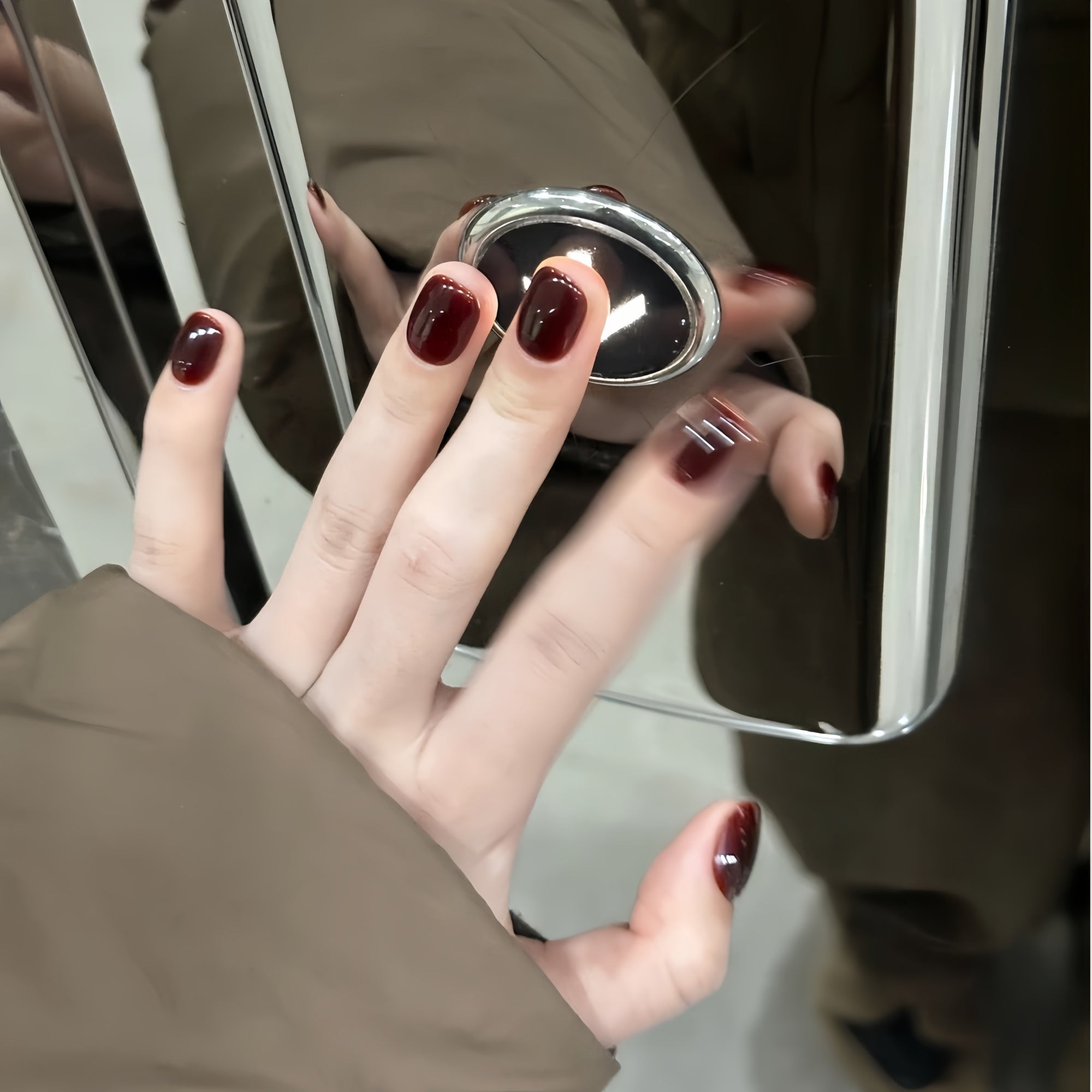 Classic Deep Burgundy Short Squoval Press-On Nails