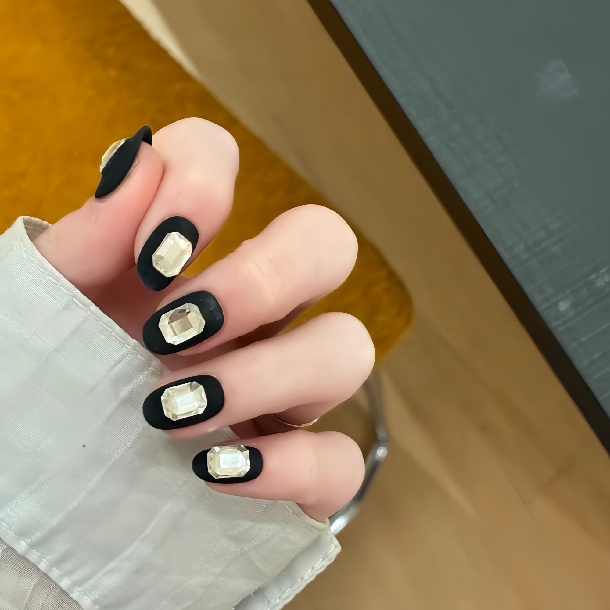 Pre-Order | Matte Black Crystal Press-On Nails