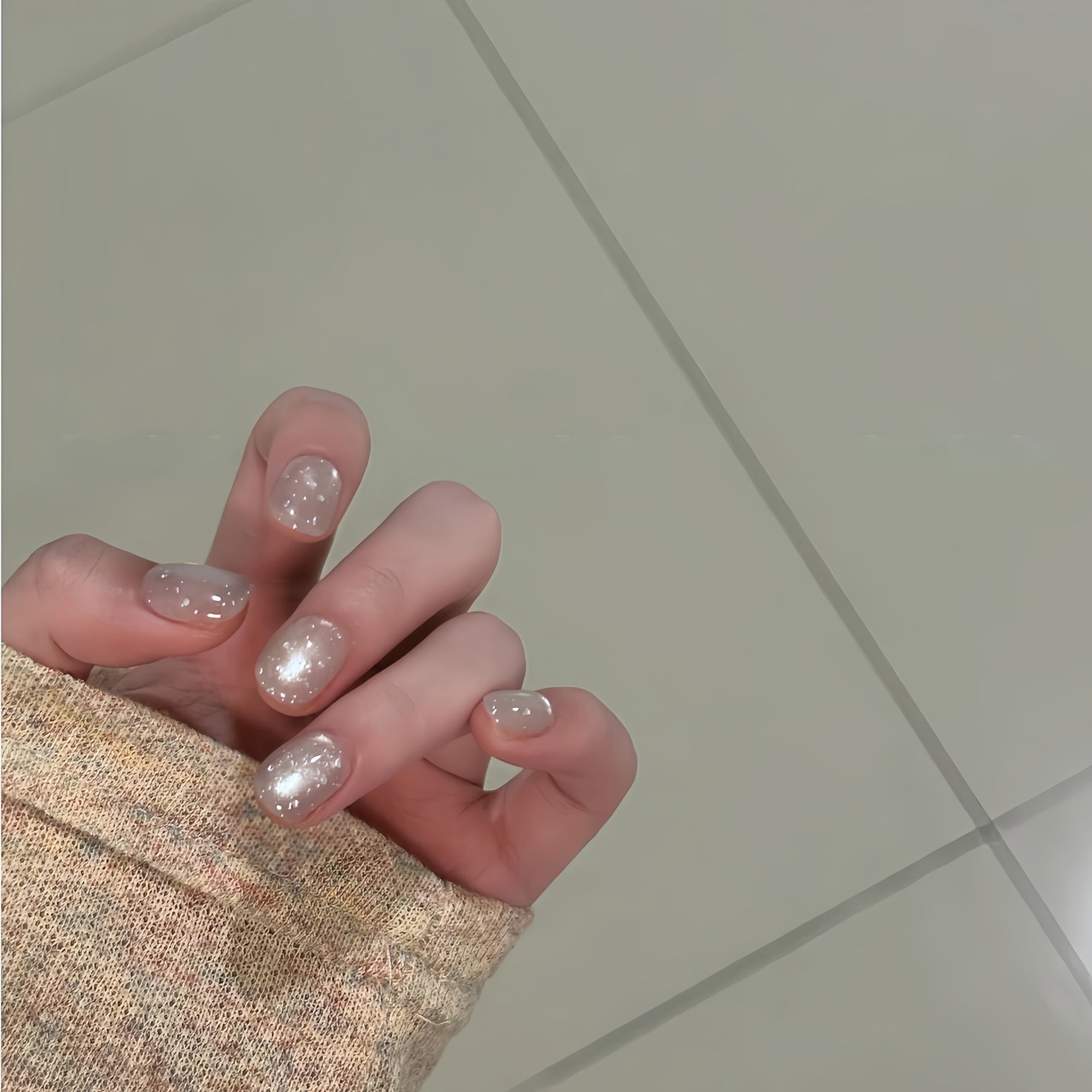 Starry Sheer Short Squoval & Oval Press-On Nails