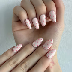 Sweet Pink Polka Dot Almond Press-On Nails