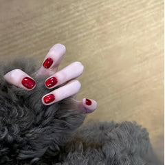Classic Red Magnetic Short Press-On Nails