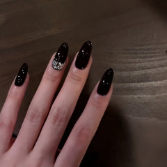 Pre-Order | Deep Brown Crystal Accent Press-On Nails