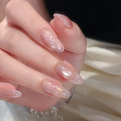 Sheer Pink French Tip with Glitter Press-On Nails