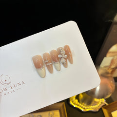 Pre-Order | 3D Crystal Flower French Press-On Nails