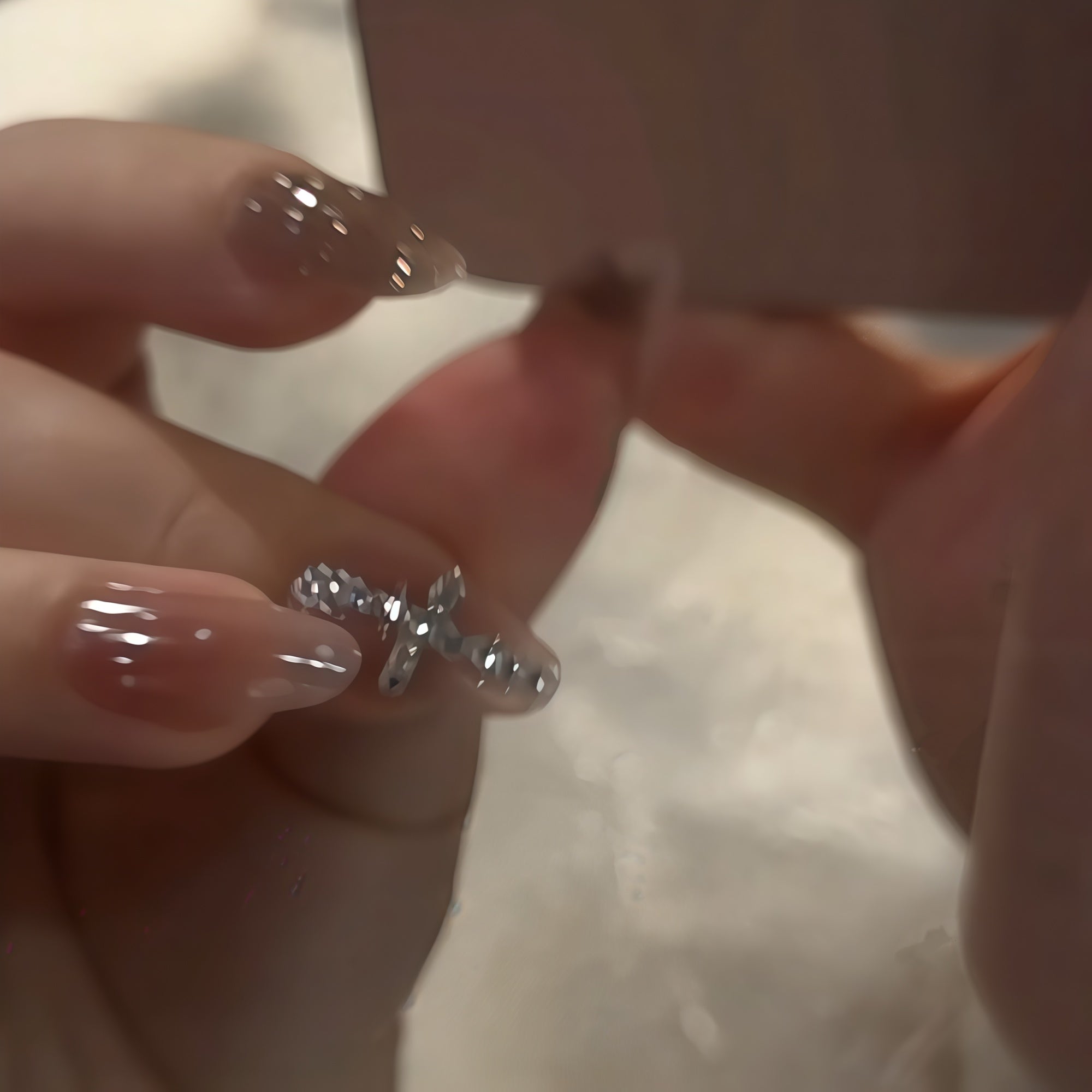 Crystal Cross Shimmer Press-On Nails