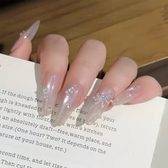 Ombre Cat Eye Bow Long Press-On Nails