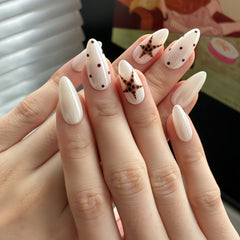 White Polka Dot Star Press-On Nails