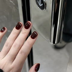 Classic Deep Burgundy Short Squoval Press-On Nails