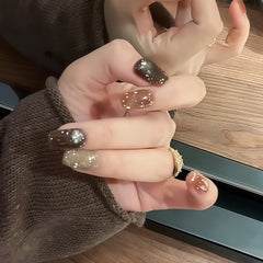 Caramel Brown Mix Glitter Press-On Nails
