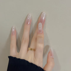 Milky White Ombre Pearl Press-On Nails