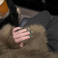 Emerald Gem Pink Cat Eye Press-On Nails