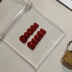 Classic Red Magnetic Short Press-On Nails