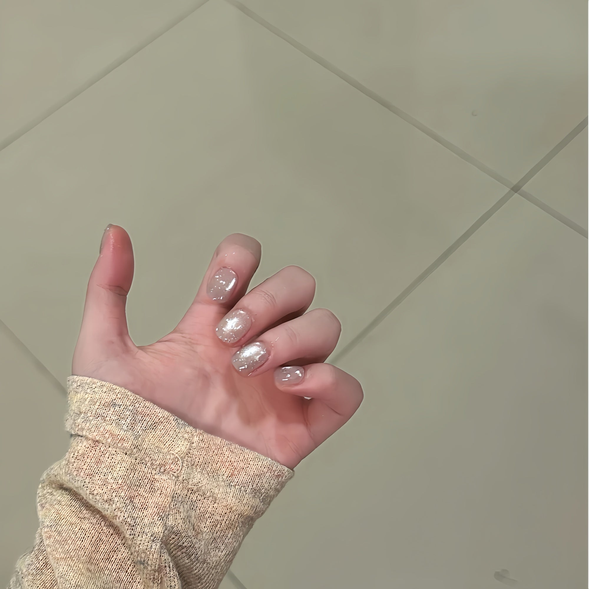 Starry Sheer Short Squoval & Oval Press-On Nails
